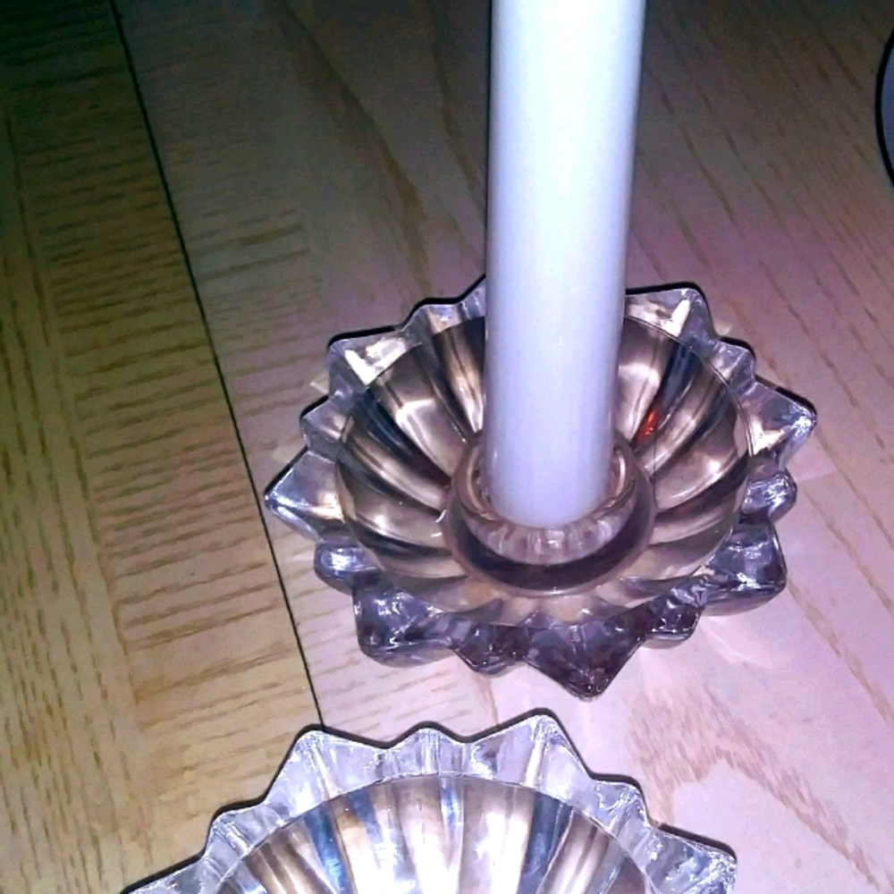 Elegant Cut Glass Taper Candle Holders